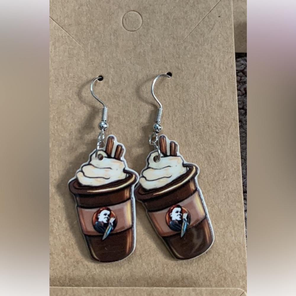 Micheal Myers coffee earrings